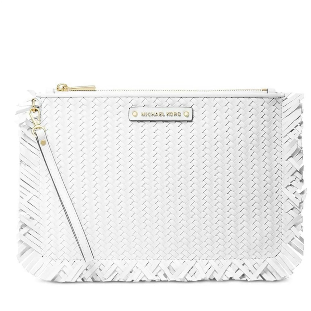 Micheal Kors large Woven leather Zip pouch/wristlet